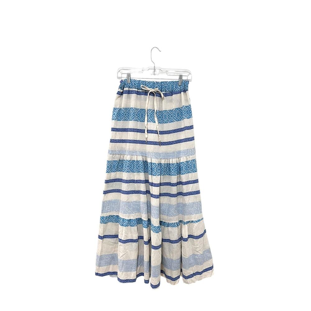 CIVICO 51 Skirt Womens Size S/M Blue Stripe Peasant Maxi Made In Italy